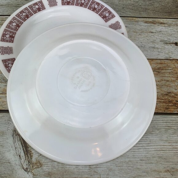 Vintage Anchorware #696 Anchor Hocking Milk Glass Red Oven Proof 9" Plate Set 4 - Picture 5 of 9